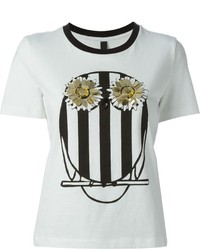T-shirt girocollo stampata bianca e nera di Mother of Pearl