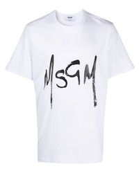 T-shirt girocollo stampata bianca e nera di MSGM