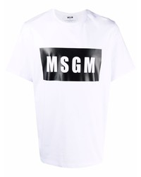 T-shirt girocollo stampata bianca e nera di MSGM