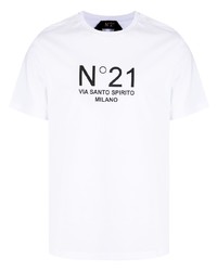 T-shirt girocollo stampata bianca e nera di N°21