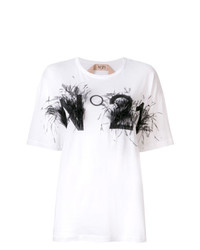 T-shirt girocollo stampata bianca e nera di N°21