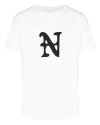 T-shirt girocollo stampata bianca e nera di Nahmias