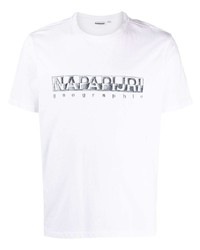 T-shirt girocollo stampata bianca e nera di Napapijri