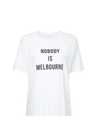 T-shirt girocollo stampata bianca e nera di Nobody Denim