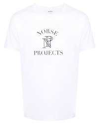 T-shirt girocollo stampata bianca e nera di Norse Projects
