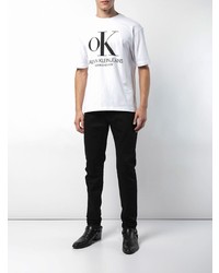 T-shirt girocollo stampata bianca e nera di Calvin Klein 205W39nyc