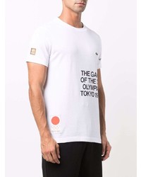 T-shirt girocollo stampata bianca e nera di Lacoste
