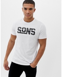 T-shirt girocollo stampata bianca e nera di ONLY & SONS