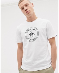 T-shirt girocollo stampata bianca e nera di Original Penguin