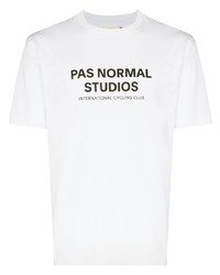 T-shirt girocollo stampata bianca e nera di Pas Normal Studios