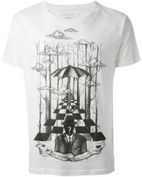 T-shirt girocollo stampata bianca e nera di Paul & Joe