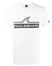 T-shirt girocollo stampata bianca e nera di Paul & Shark