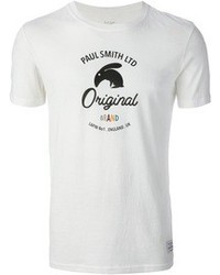 T-shirt girocollo stampata bianca e nera di Paul Smith