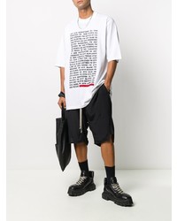 T-shirt girocollo stampata bianca e nera di Rick Owens DRKSHDW