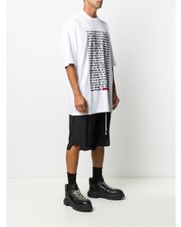 T-shirt girocollo stampata bianca e nera di Rick Owens DRKSHDW