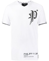 T-shirt girocollo stampata bianca e nera di Philipp Plein