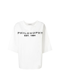 T-shirt girocollo stampata bianca e nera di Philosophy di Lorenzo Serafini