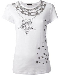 T-shirt girocollo stampata bianca e nera di Pinko