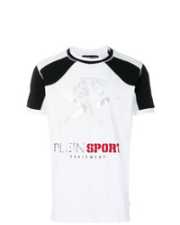 T-shirt girocollo stampata bianca e nera di Plein Sport