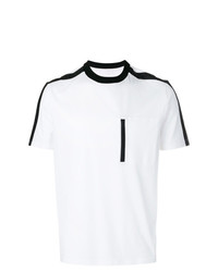 T-shirt girocollo stampata bianca e nera di Prada