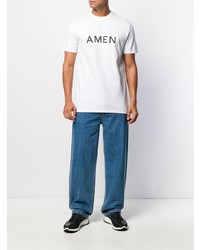 T-shirt girocollo stampata bianca e nera di Amen