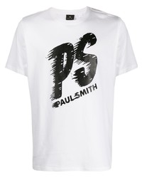 T-shirt girocollo stampata bianca e nera di PS Paul Smith