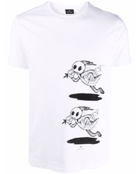 T-shirt girocollo stampata bianca e nera di PS Paul Smith