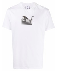 T-shirt girocollo stampata bianca e nera di Puma