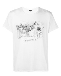 T-shirt girocollo stampata bianca e nera di R13