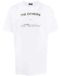 T-shirt girocollo stampata bianca e nera di Raf Simons
