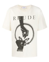 T-shirt girocollo stampata bianca e nera di Rhude