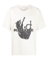 T-shirt girocollo stampata bianca e nera di Rhude