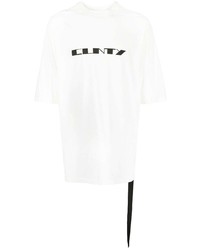 T-shirt girocollo stampata bianca e nera di Rick Owens DRKSHDW