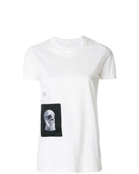T-shirt girocollo stampata bianca e nera di Rick Owens DRKSHDW