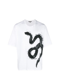T-shirt girocollo stampata bianca e nera di Roberto Cavalli