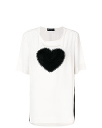 T-shirt girocollo stampata bianca e nera di Rossella Jardini