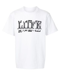T-shirt girocollo stampata bianca e nera di Sacai