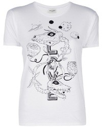 T-shirt girocollo stampata bianca e nera di Saint Laurent