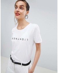 T-shirt girocollo stampata bianca e nera di Selected