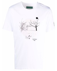 T-shirt girocollo stampata bianca e nera di Societe Anonyme