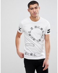 T-shirt girocollo stampata bianca e nera di Solid
