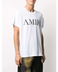T-shirt girocollo stampata bianca e nera di Amiri