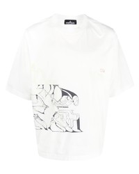 T-shirt girocollo stampata bianca e nera di Stone Island Shadow Project