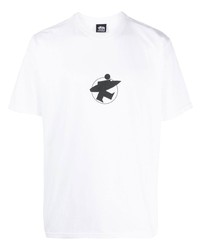 T-shirt girocollo stampata bianca e nera di Stussy