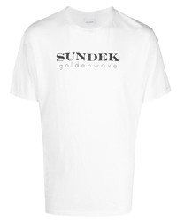 T-shirt girocollo stampata bianca e nera di Sundek