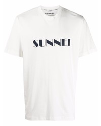 T-shirt girocollo stampata bianca e nera di Sunnei
