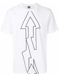 T-shirt girocollo stampata bianca e nera