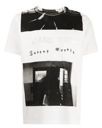 T-shirt girocollo stampata bianca e nera di Takahiromiyashita The Soloist