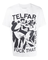 T-shirt girocollo stampata bianca e nera di Telfar
