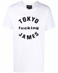 T-shirt girocollo stampata bianca e nera di Tokyo James